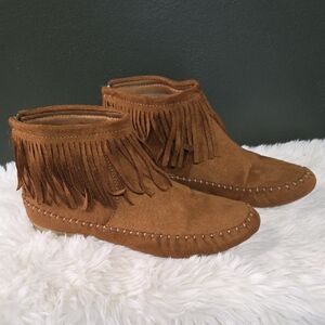 Trash Tan Suede Fringe Moccasins